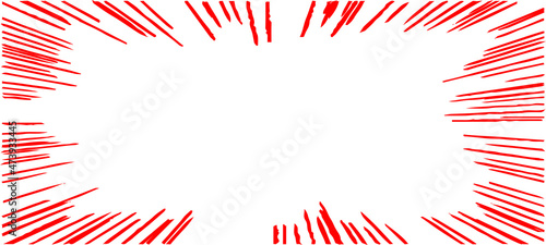 手書きの揃った漫画集中線 横長