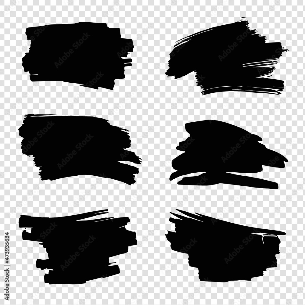 Set of black abstract brush banner vector decoration. Set of black abstract brush banner vector decoration.
