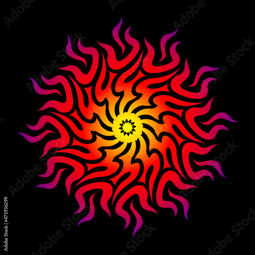 Fire mandala art, mandala art, abstract background with a flower