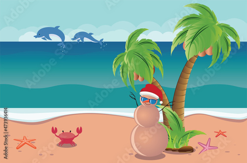 Tableau sur toile Christmas sandman on beach