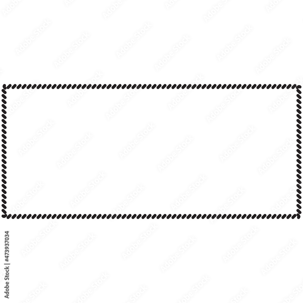 Straight yarn or rope rectangle as border of frame in marine illustration