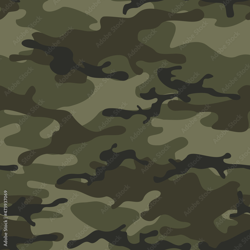 Fototapeta premium Camouflage seamless pattern. Military texture. Print on fabric and clothing. Vector