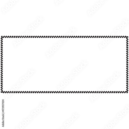 Straight yarn or rope rectangle as border of frame in marine illustration