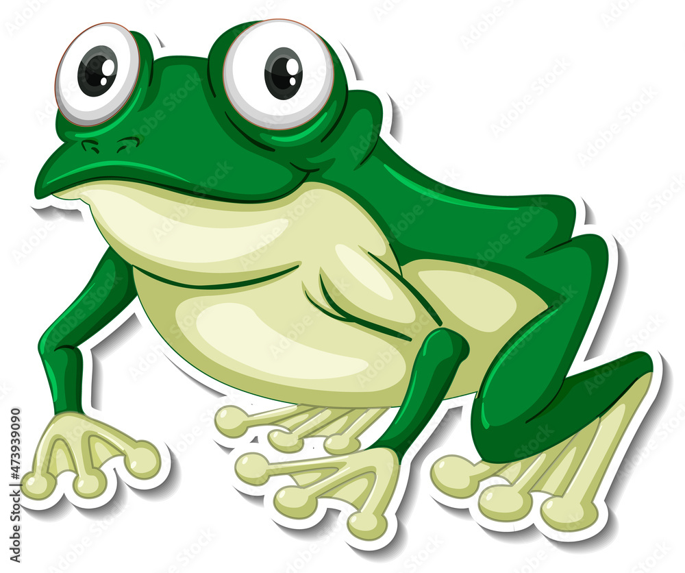 Fototapeta premium Green frog animal cartoon sticker