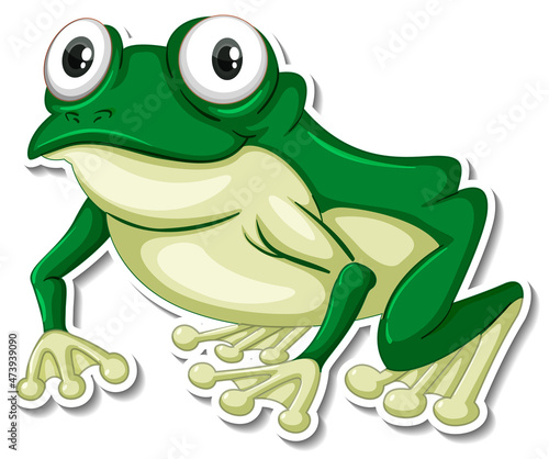 Green frog animal cartoon sticker