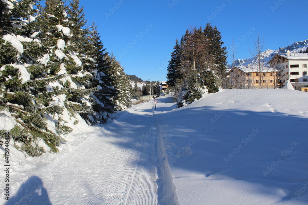 Naklejka premium ski resort in winter