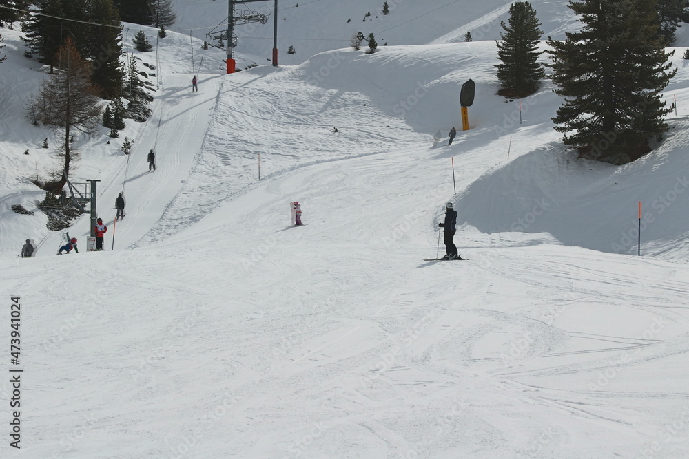 skiers on resort