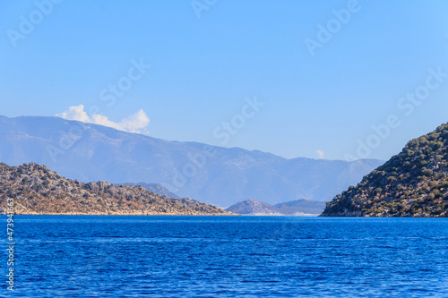 View of the Taurus mountains and the Mediterranean sea near Demre  Antalya province in Turkey