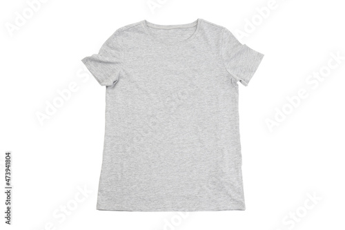 Blank gray t-shirt isolated on white background © Atlas