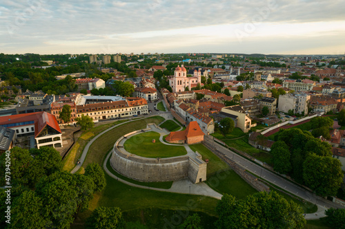 Aerial summer spring evening sunset view in sunny Vilnius old town © Top Lithuania