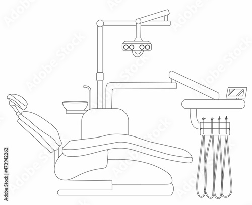 dental chair outline, sketch vector