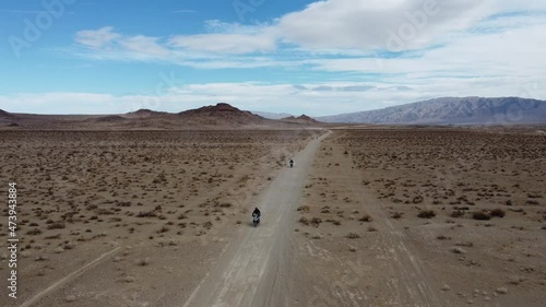 Drone shot in the California desert near the Trona Pinnacles. photo