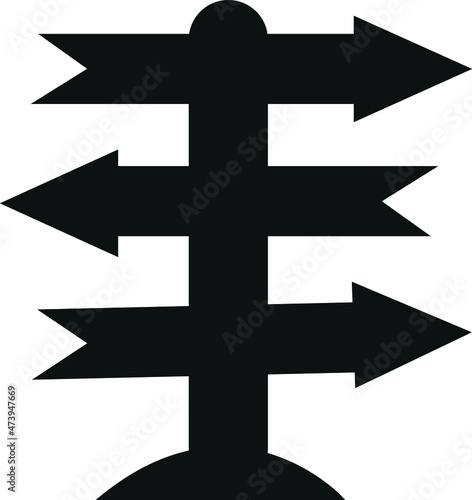 Direction sign, traffic indications for orientation for destinantion black vector eps 10