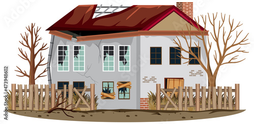 Abandoned house on white background