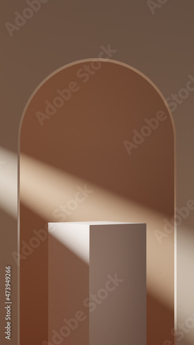 3d render image of brown and cream color empty space podium for product advertisement