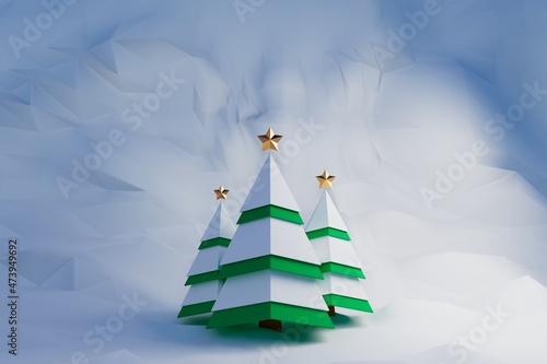 3d cartoon christmas trees....