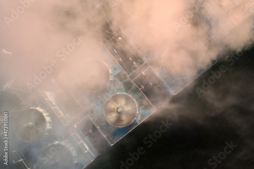 Slika na platnu Vertical view of Cooling tower of a cogeneration plant