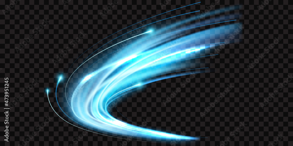 Abstract speed blue line background poster with dynamic. light effect ...