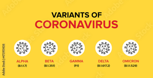 Variants or Mutations or Types of Coronavirus or Covid-19 (Alpha, Beta, Gamma, Delta, Omicron).