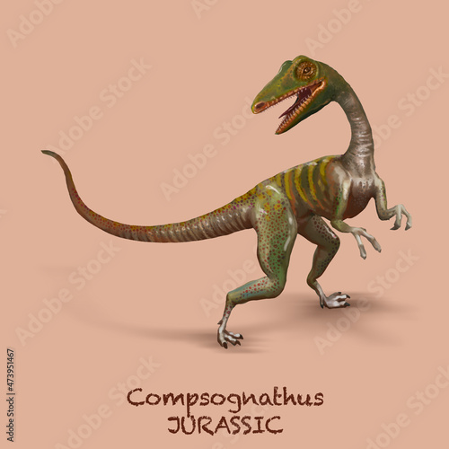 Compsognathus JURASSIC. A collection of various dinosaurs and reptiles that lived during the Jurassic Period of Earth's history © David Costa Art