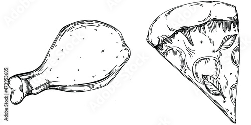 Fast food vector isolated. Engraved style illustration. Detailed product sketch.The best for design logo, menu, label, icon, stamp.