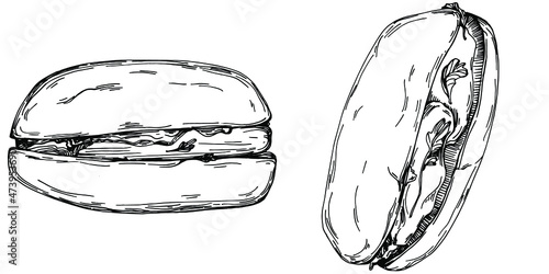 Fast food vector isolated. Engraved style illustration. Detailed product sketch.The best for design logo, menu, label, icon, stamp.