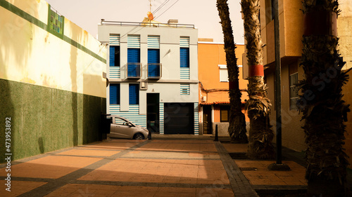 Canvas Print picturesque fishing village on the coast of the canary islands of gran canaria c
