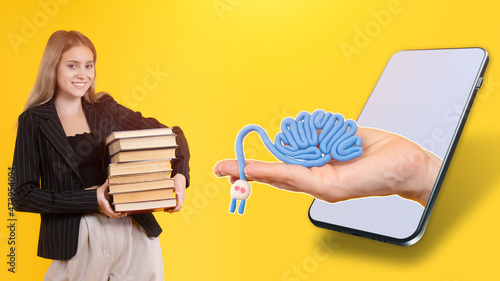 E-learning concept. Female ...