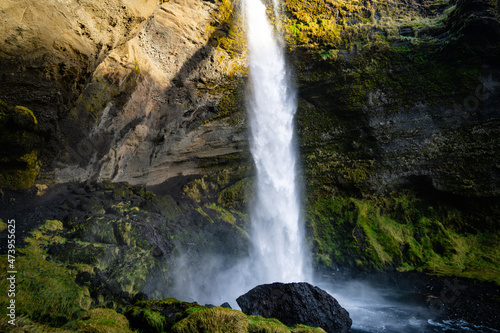 The hidden gem of Kvernufoss waterfall near Skogafoss in Iceland Sk  gar  Iceland Beauty of nature concept background.