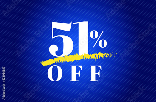 51% off tag fifty one percent discount black friday sale white letter blue gradient  background