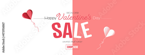 Valentine's day sale banner. Modern minimal design for Sales. Flat vector illustration.