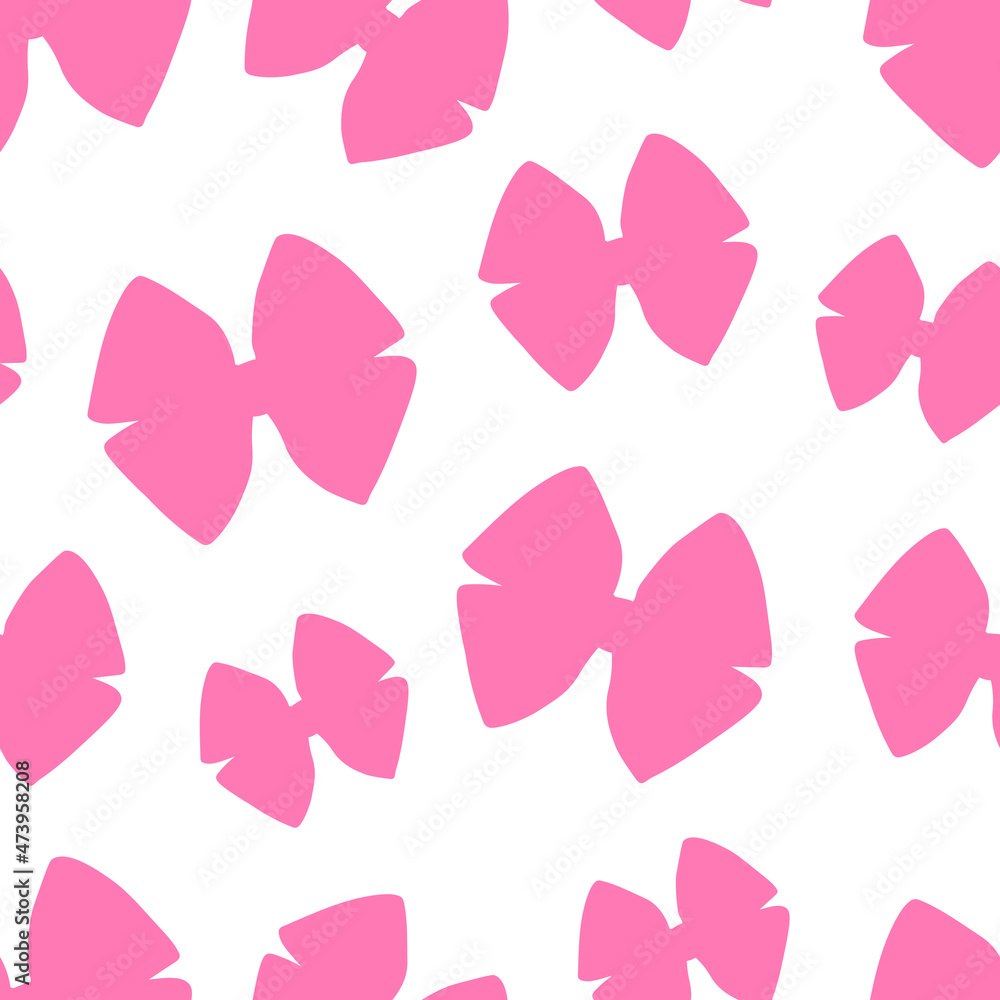 Seamless pattern pink bows silhouette vector illustration	