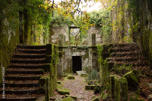 Ancient ruins of A Escusalla, in Ourense, Galicia, Spain. Ruins of a catholic monastery located in Xures. High quality photo photo