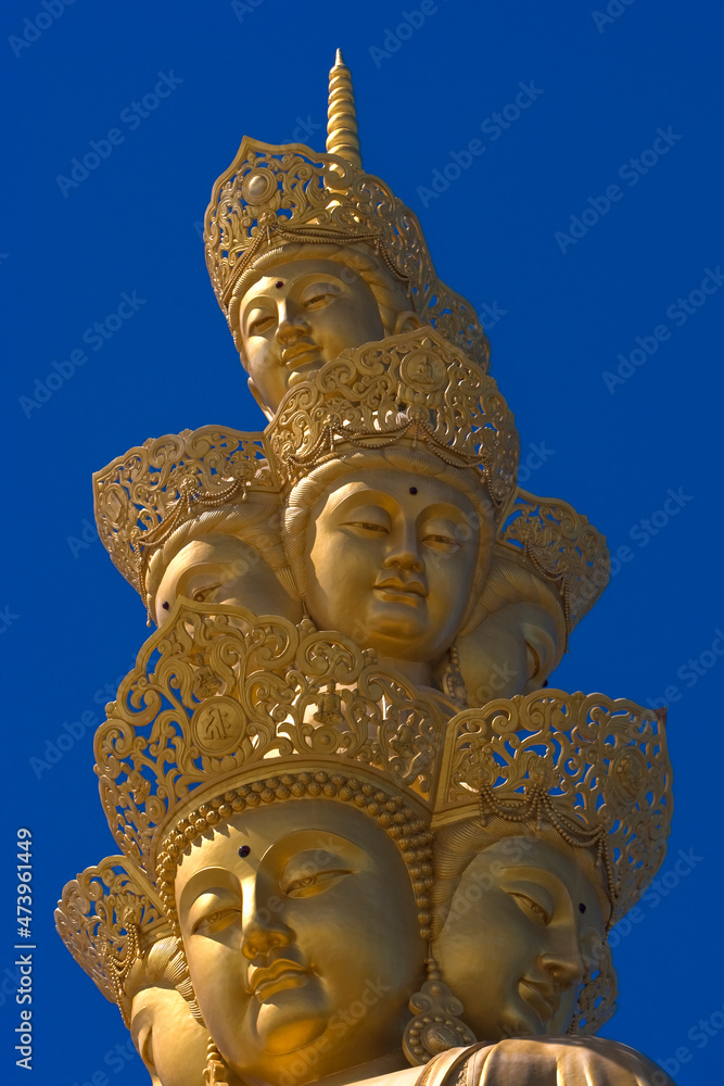 China, Sichuan, Emeishan City, Golden statue of Samantabhadra at summit of Mount Emei China, Sichuan, Emeishan City, Golden statue of Samantabhadra at summit of Mount Emei
