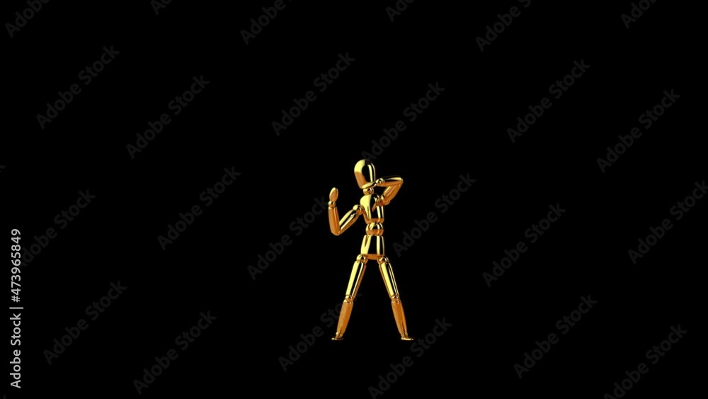 Funny golden mannequin dancing seamless loop, Alpha Channel Funny golden mannequin dancing seamless loop, Alpha Channel