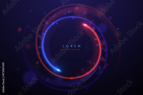 Abstract glowing red and blue circle light effect