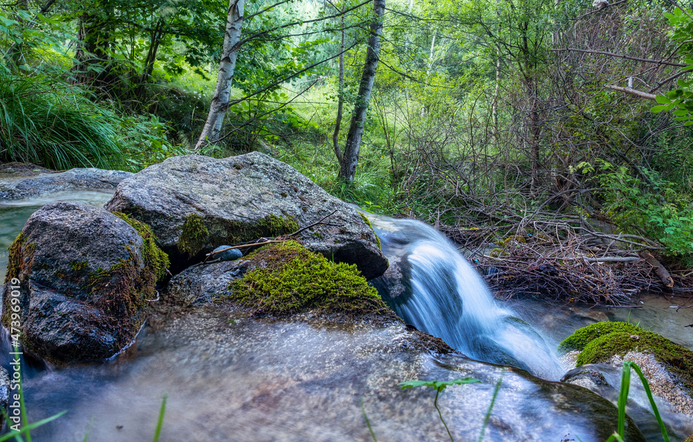 Water flowing at summer