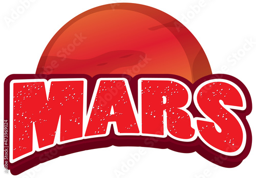 Mars word logo design on Mars planet