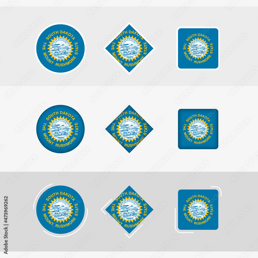South Dakota flag icons set, vector flag of South Dakota. South Dakota flag icons set, vector flag of South Dakota.