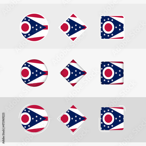 Ohio flag icons set, vector flag of Ohio.