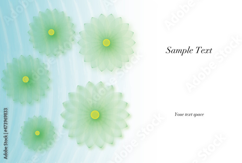 フレーム素材　ラインアートの花と波紋