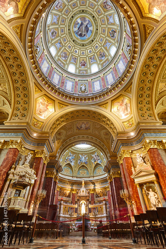 St. Stephen basilica interior in Budapest city center. Hungarian landmark