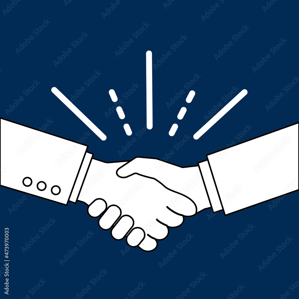 Obraz premium handshake illustration, blue background, vector illustration 