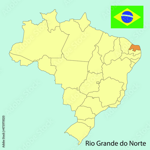 brazil map  rio grande do norte state  vector illustration 