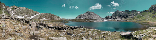 Panorama of Lake Lavagna in Texelgruppe Gruppo Di Tessa Nature Park during summer photo