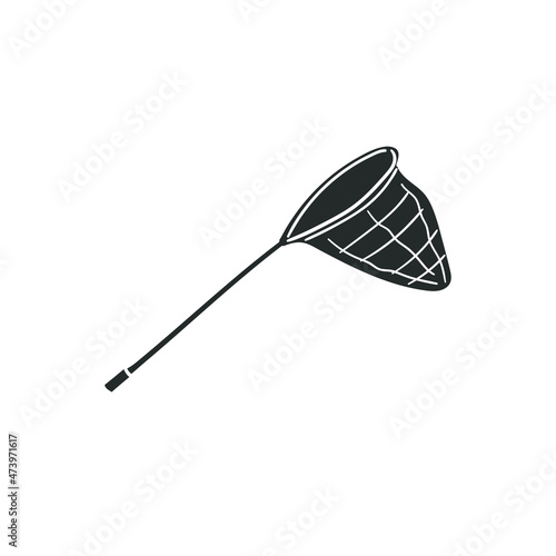 Butterfly Net Icon Silhouette Illustration. Entomology Catch Insect Vector Graphic Pictogram Symbol Clip Art. Doodle Sketch Black Sign.