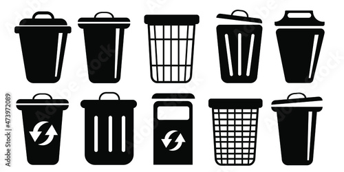 Bin icon. Trash can. Recycle icons set. Biodegradable, compostable, recyclable icon set. Vector illustration 