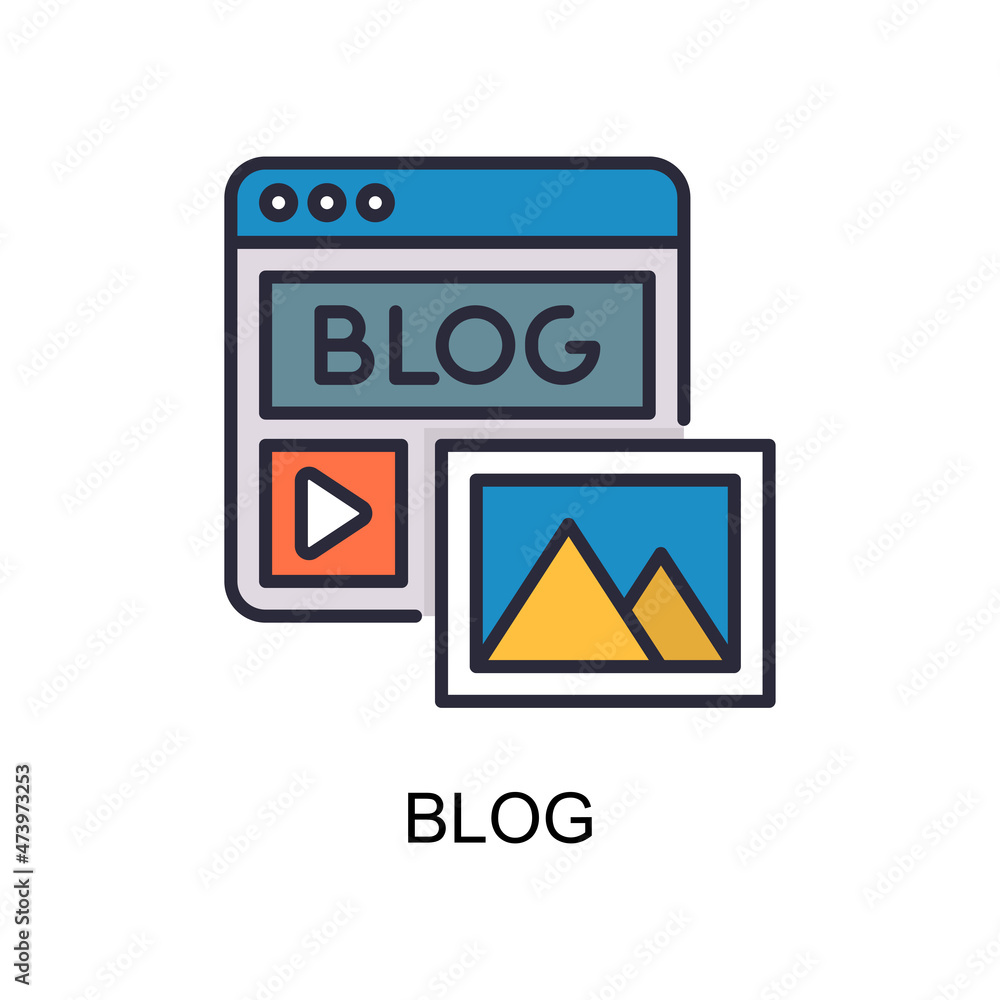 Blog vector Filled outline Icon Design illustration. Web And Mobile Application Symbol on White background EPS 10 File