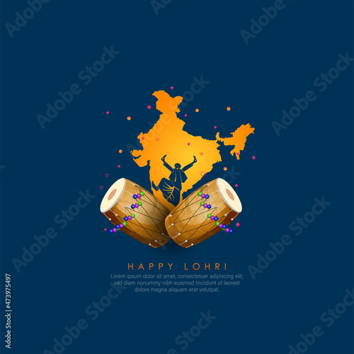 Vector illustration of Happy Lohri holiday background for Punjabi festival.