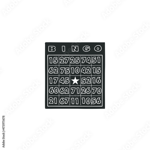 Bingo Icon Silhouette Illustration. Gamble Lotto Game Vector Graphic Pictogram Symbol Clip Art. Doodle Sketch Black Sign.